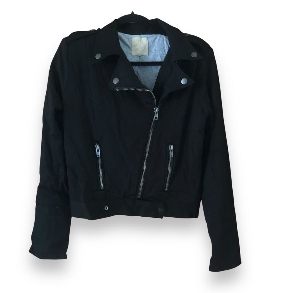 Chaser Ponte Di Roma Moto Jacket Black NWT Size Medium Neutral Classic